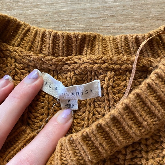 Pacsun Oversized Cropped Brown Sweater - Picture 2 of 3